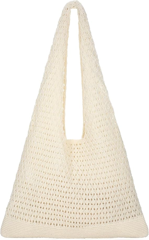 XZQTIVE Crochet Tote Bag for Women Mesh Beach bag for Summer Vacation Aesthetic Hobo Knit Shoulder Bag